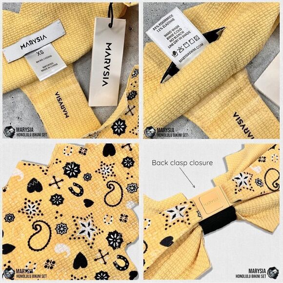 MARYSIA SWIM HONOLULU STRAPLESS ZIGZAG BIKINI SET IN BANANA BANDANA YELLOW NEW - Picture 12 of 15